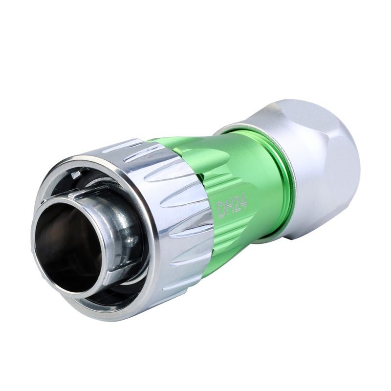 CNLINKO DH-24 Fiber Optic Connector, LC Single Mode Dual Core, Metal Aviation Plug and Panel Mount Socket, IP68 Waterproof Connector for Internet Devices, M24 Signal Connector (Fiber Optic Set) - Image 2